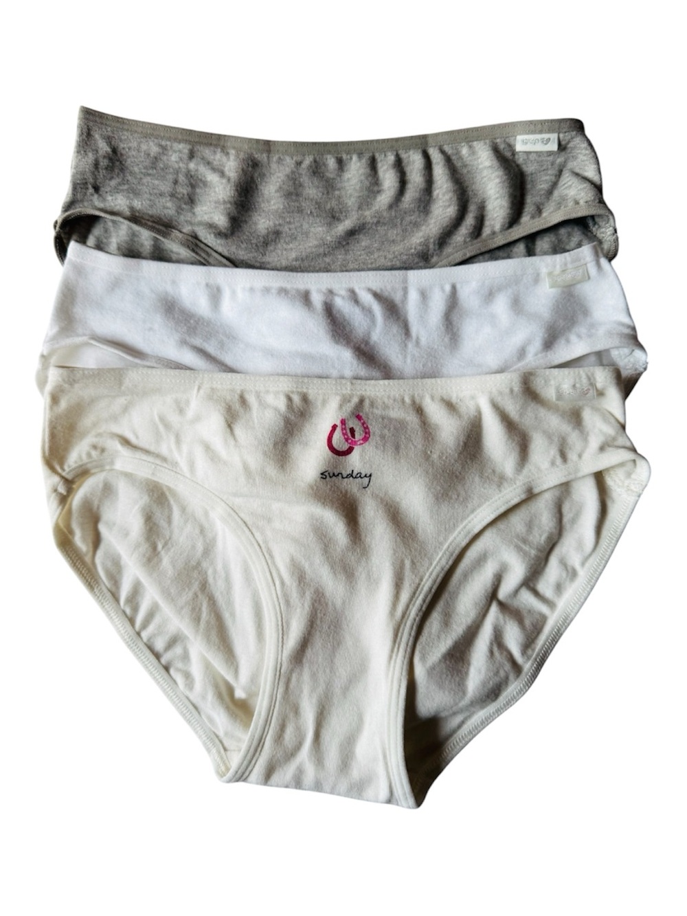 3-Pack kids Cotton Briefs - White, Cream, Gray